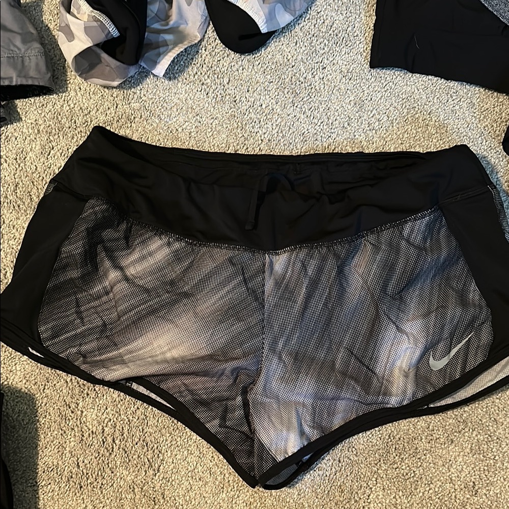 Nike Black and Gray Athletic Shorts with Moisture-Wicking Fabric